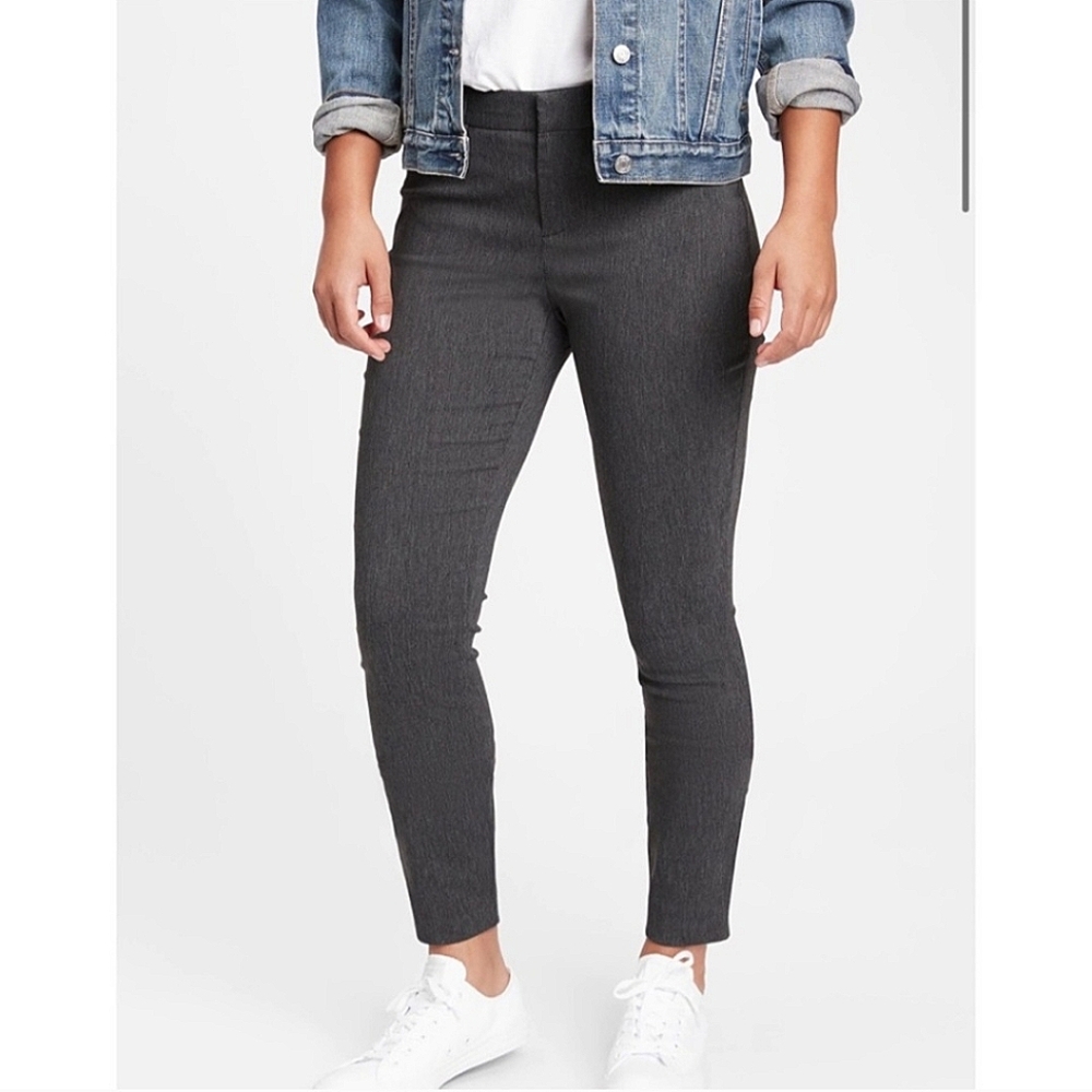 NEW Gap Heathered Gray Signature Stretchy Mid Rise Skinny Ankle Dress Pants